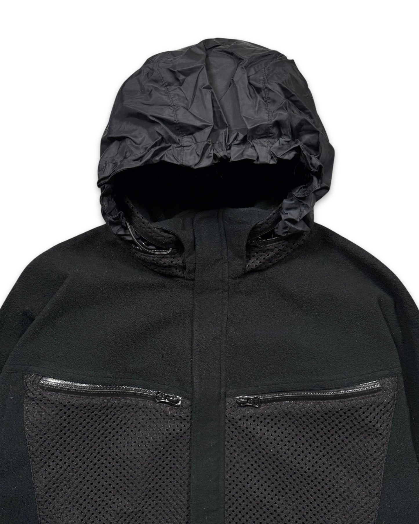 2008 Comme Des Garcons Jet Black Dual Mesh Pocket Technical Jacket