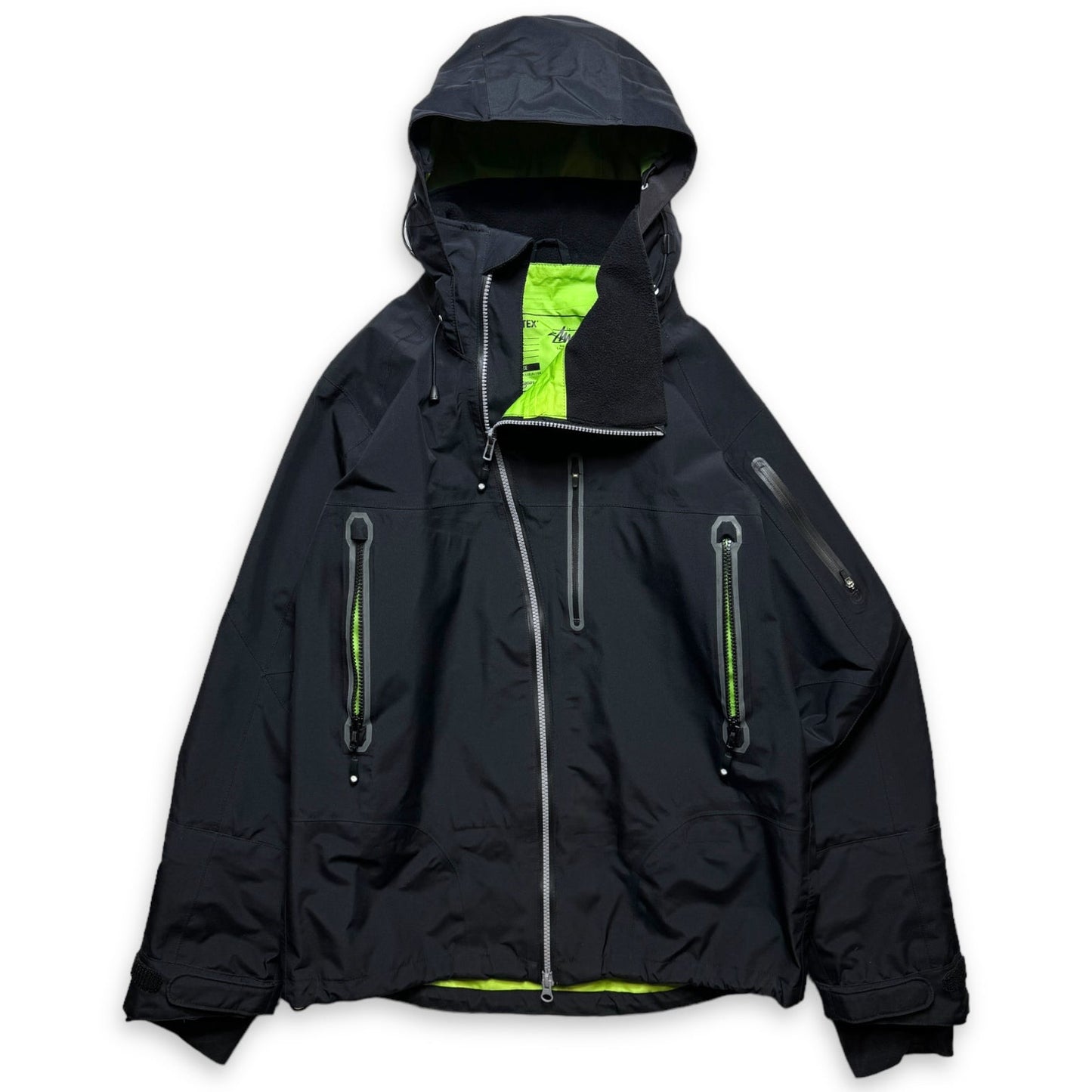 AW11' Stüssy x Afdice Jet Black Asymmetric Zip Technical Gore-Tex Jacket