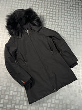 Carica l&#39;immagine nel visualizzatore di Gallery, Early 2000’s Prada Sport Jet Black Gore-Tex Padded Jacket w/Fur Trim Hood - Small