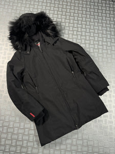 Early 2000’s Prada Sport Jet Black Gore-Tex Padded Jacket w/Fur Trim Hood - Small