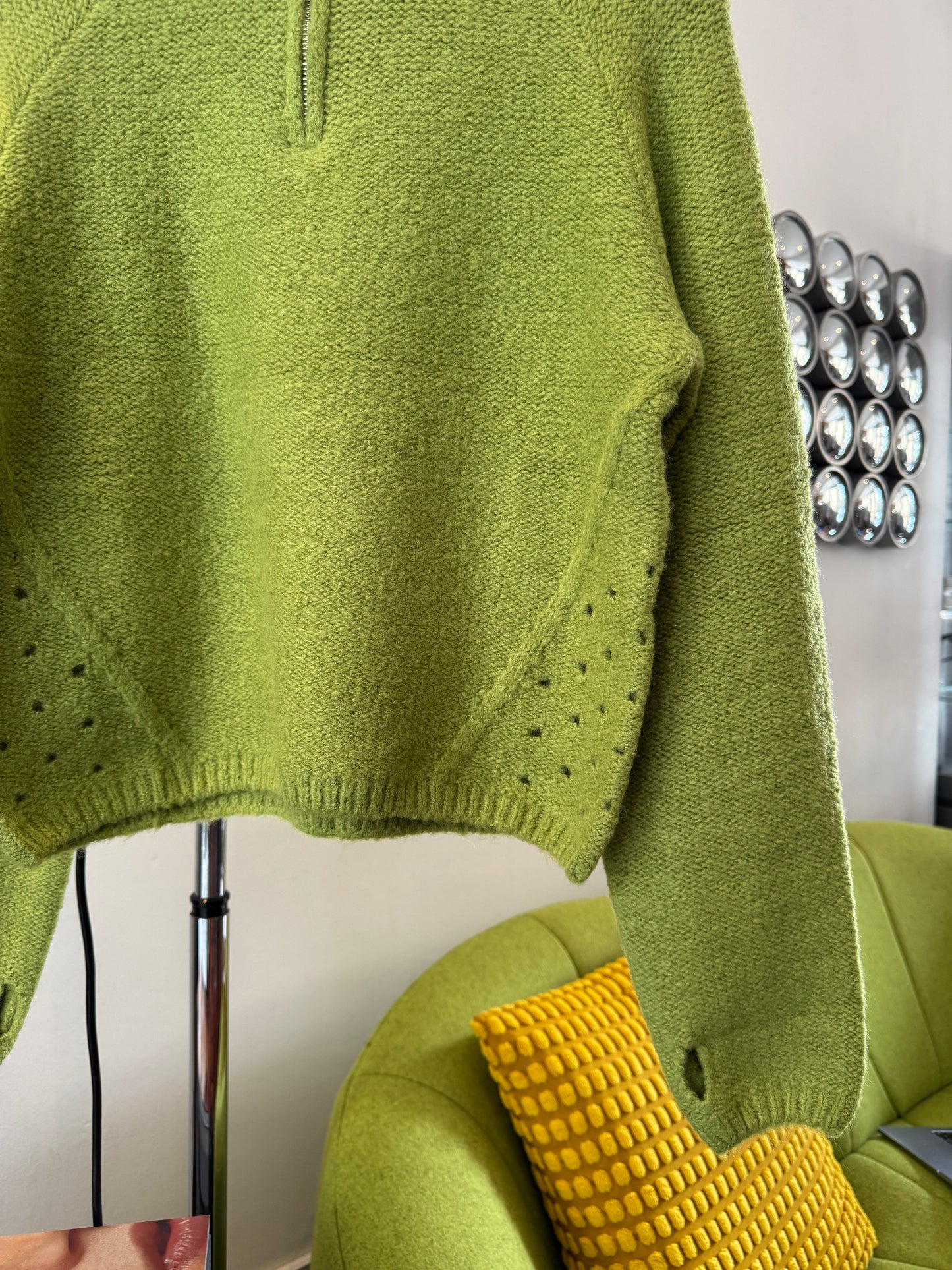 Ordinary Practise Lime Green 1/4 Zip Knit