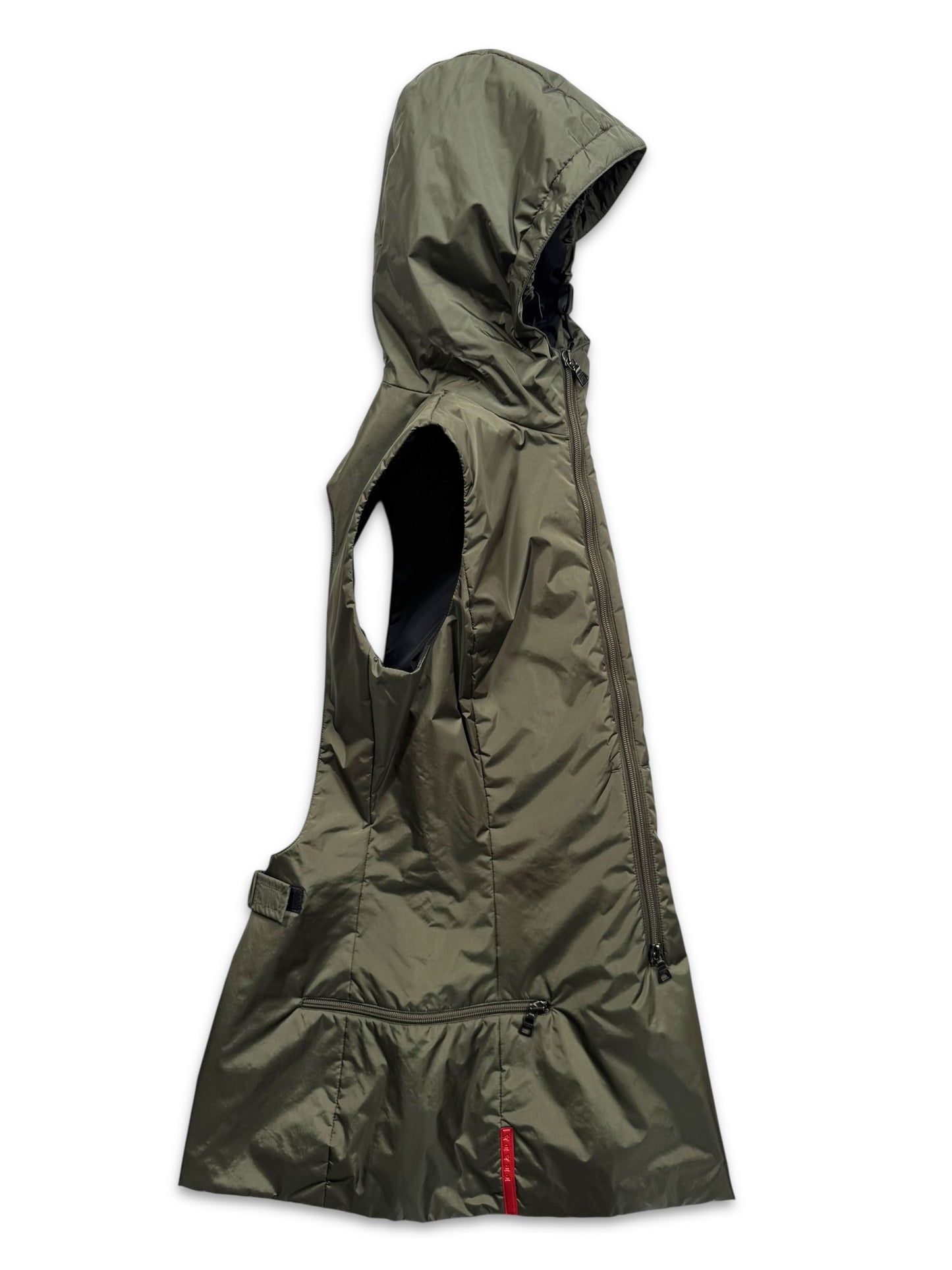 AW99’ Prada Sport Khaki Hooded Pullover Dress