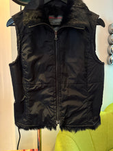 画像をギャラリービューアに読み込む, SS00’ Prada Sport 2in1 Jet Black Goat Fur Lined Jacket/Vest - Womens 6-8