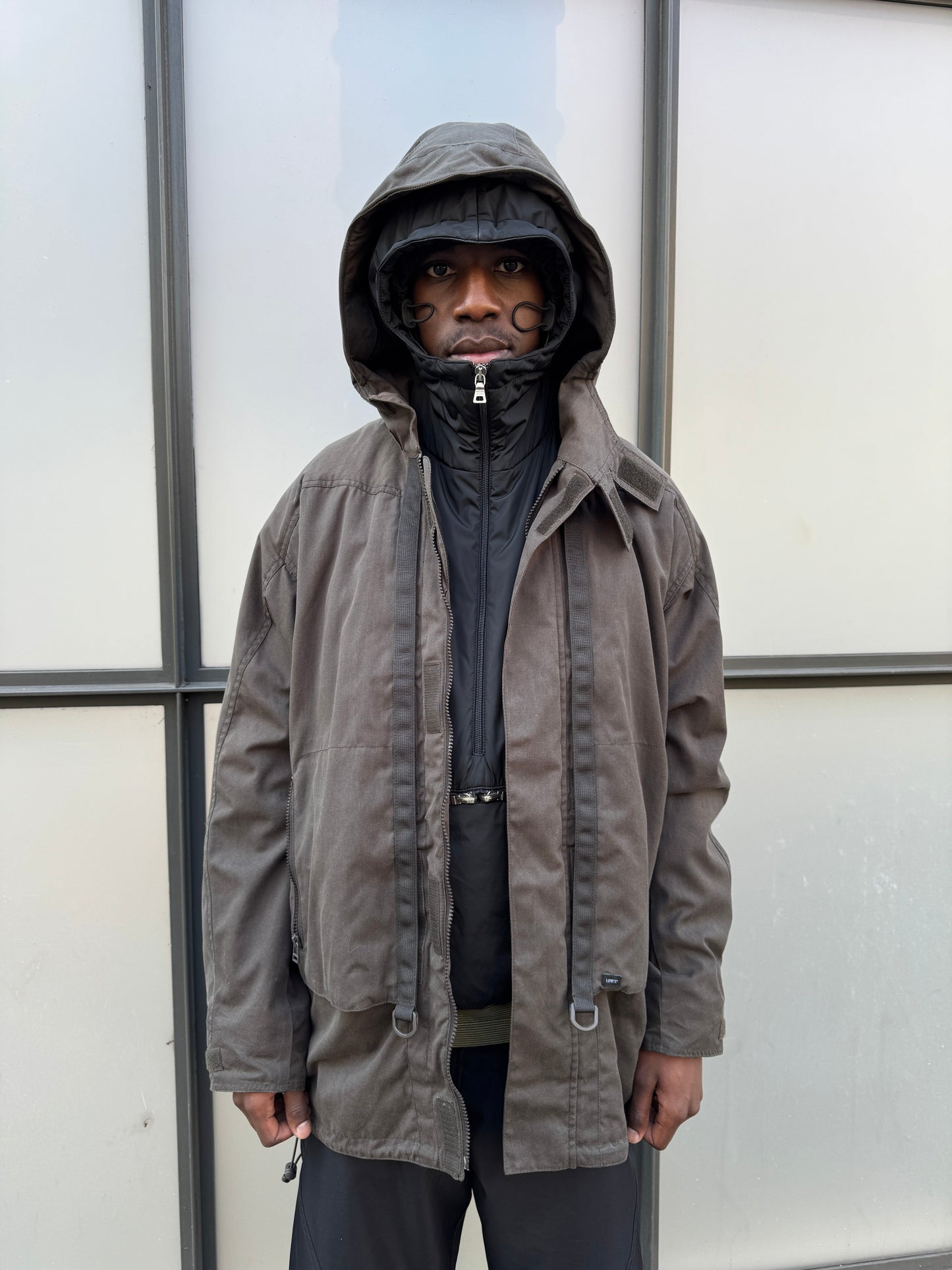 Early 2000’s Levi’s Engineered Dark Khaki Waxed Cotton Stash Pocket Jacket