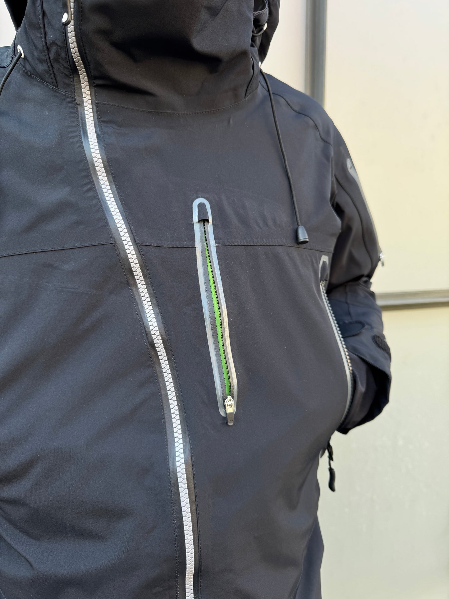 AW11' Stüssy x Afdice Jet Black Asymmetric Zip Technical Gore-Tex Jacket