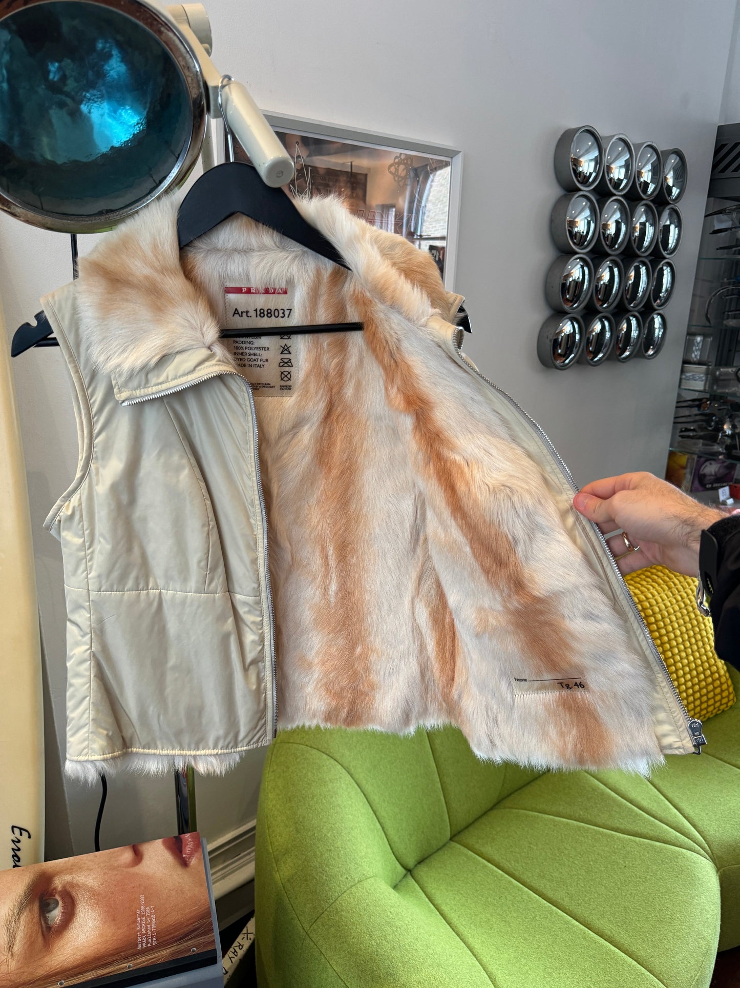 Prada Sport Fur Lined Light Beige Vest