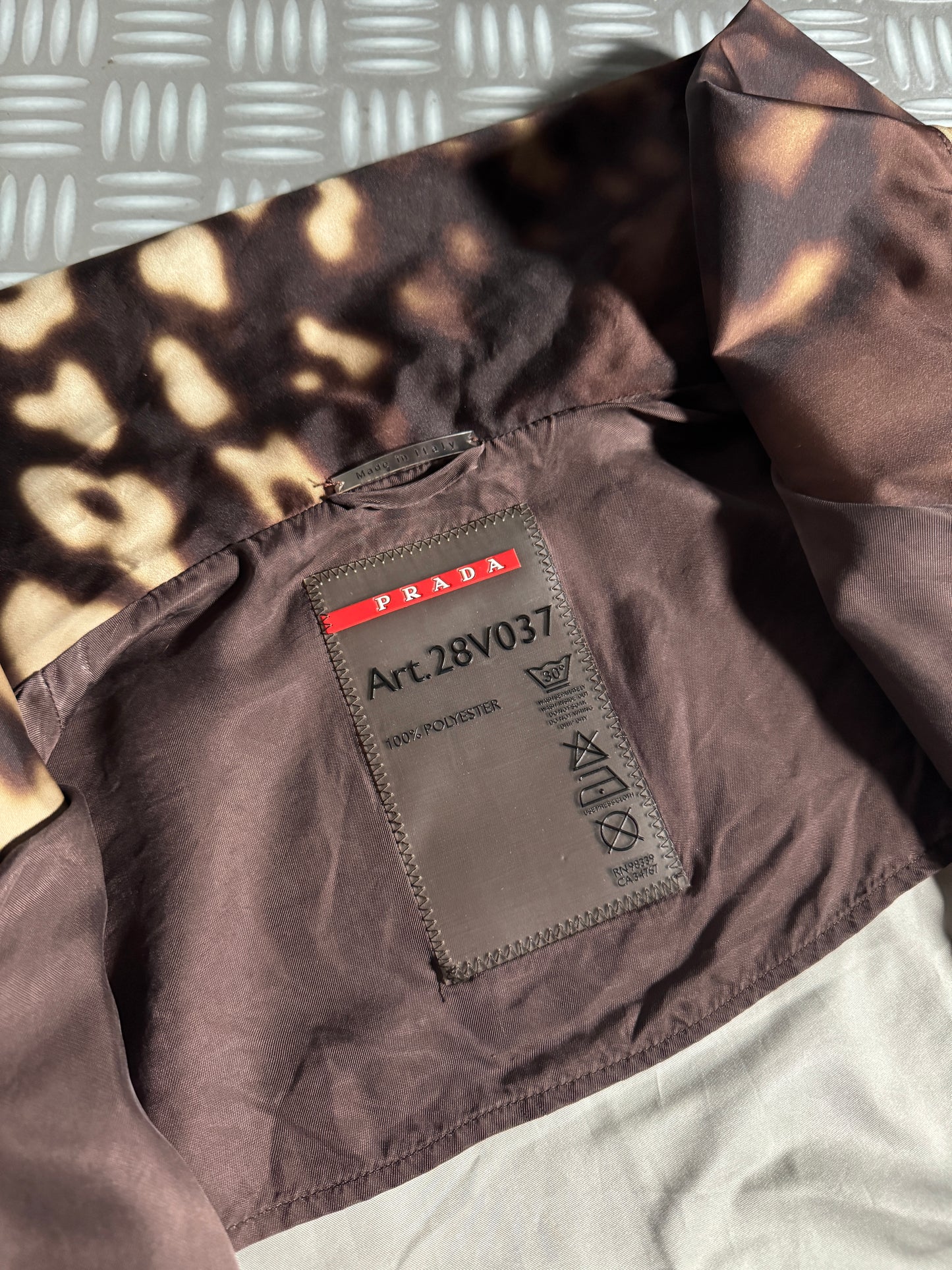 Prada Leopard Print Exaggerated Collar Jacket