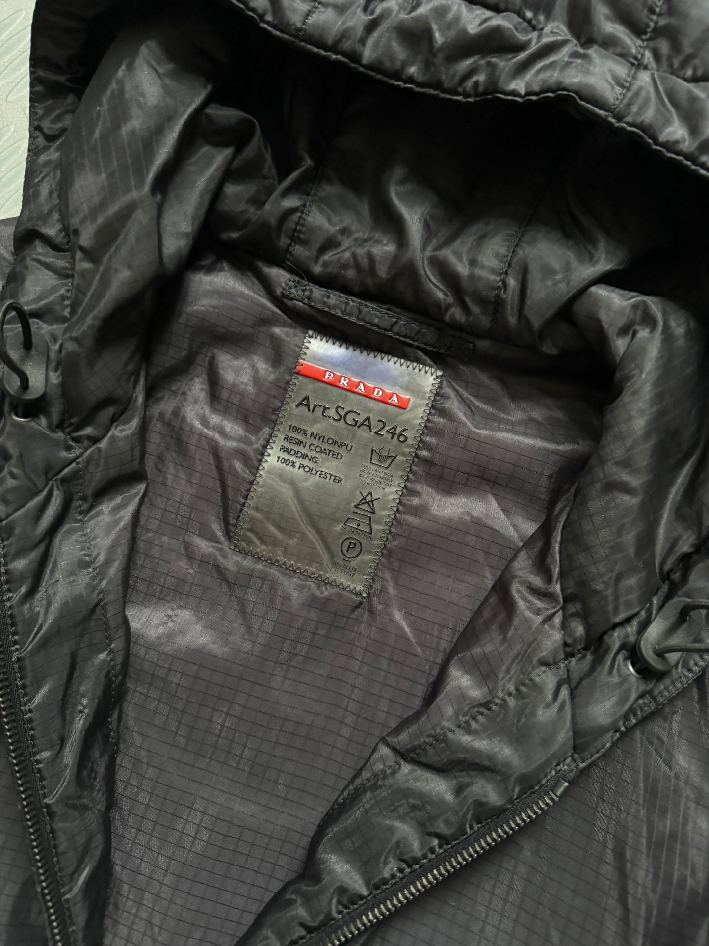 AW13’ Prada Mainline Padded Rip-Stop Nylon Shimmer Hooded Jacket