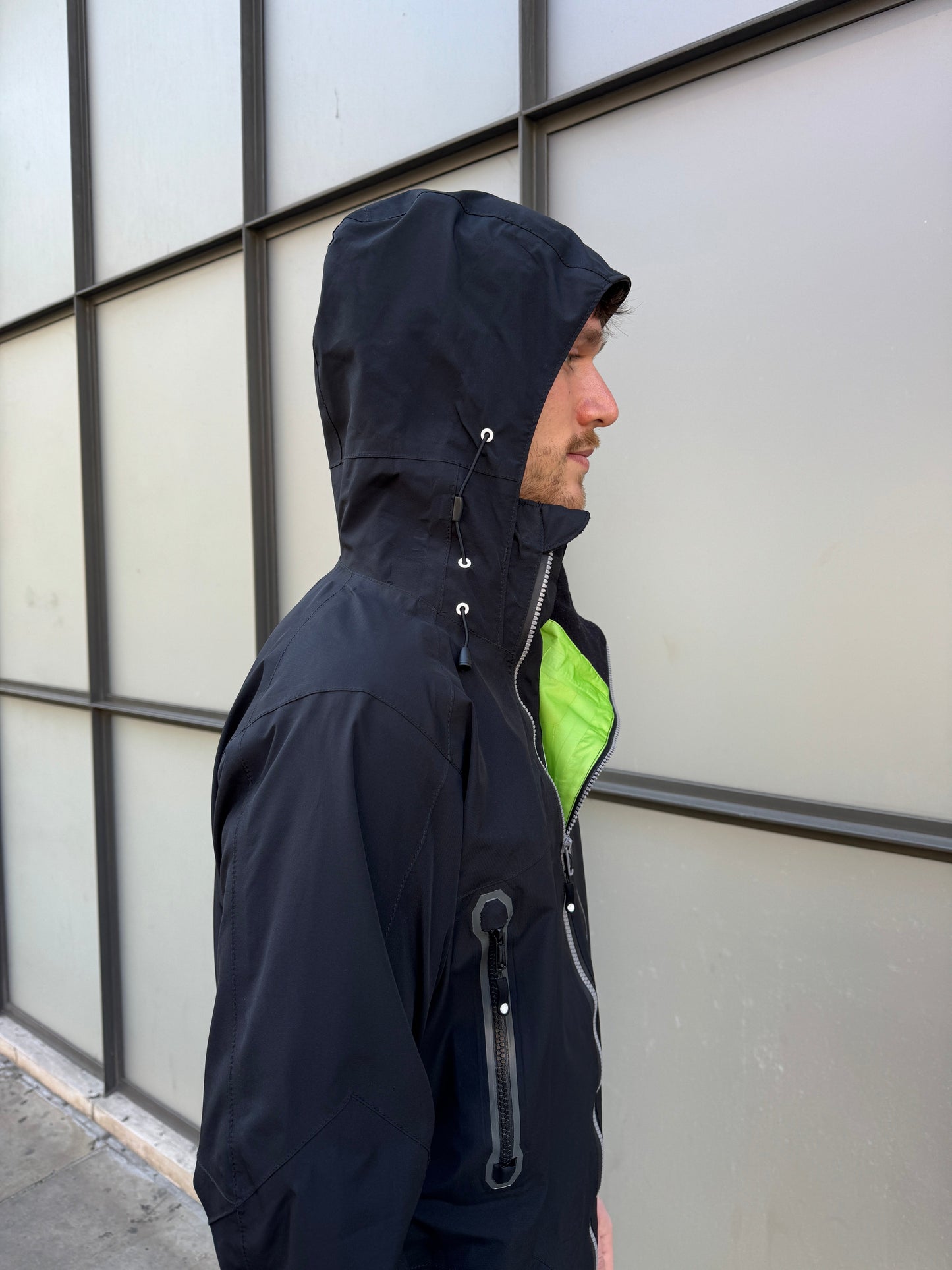 AW11' Stüssy x Afdice Jet Black Asymmetric Zip Technical Gore-Tex Jacket