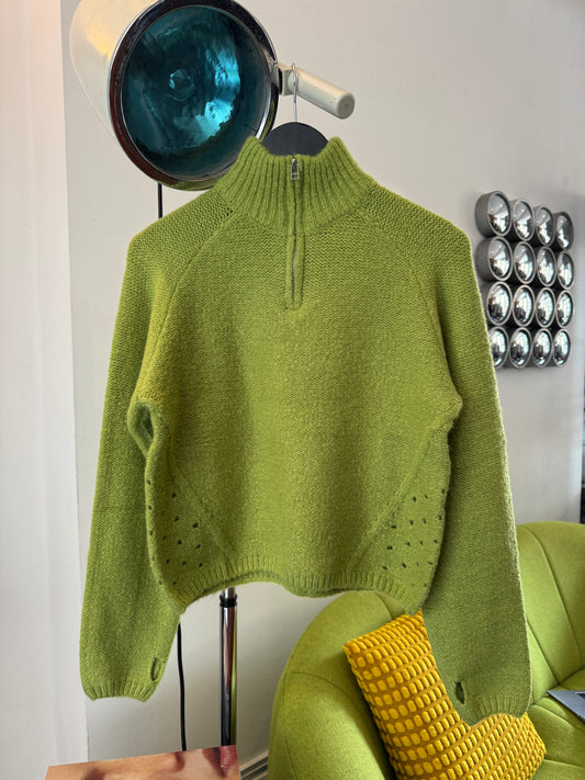 Ordinary Practise Lime Green 1/4 Zip Knit