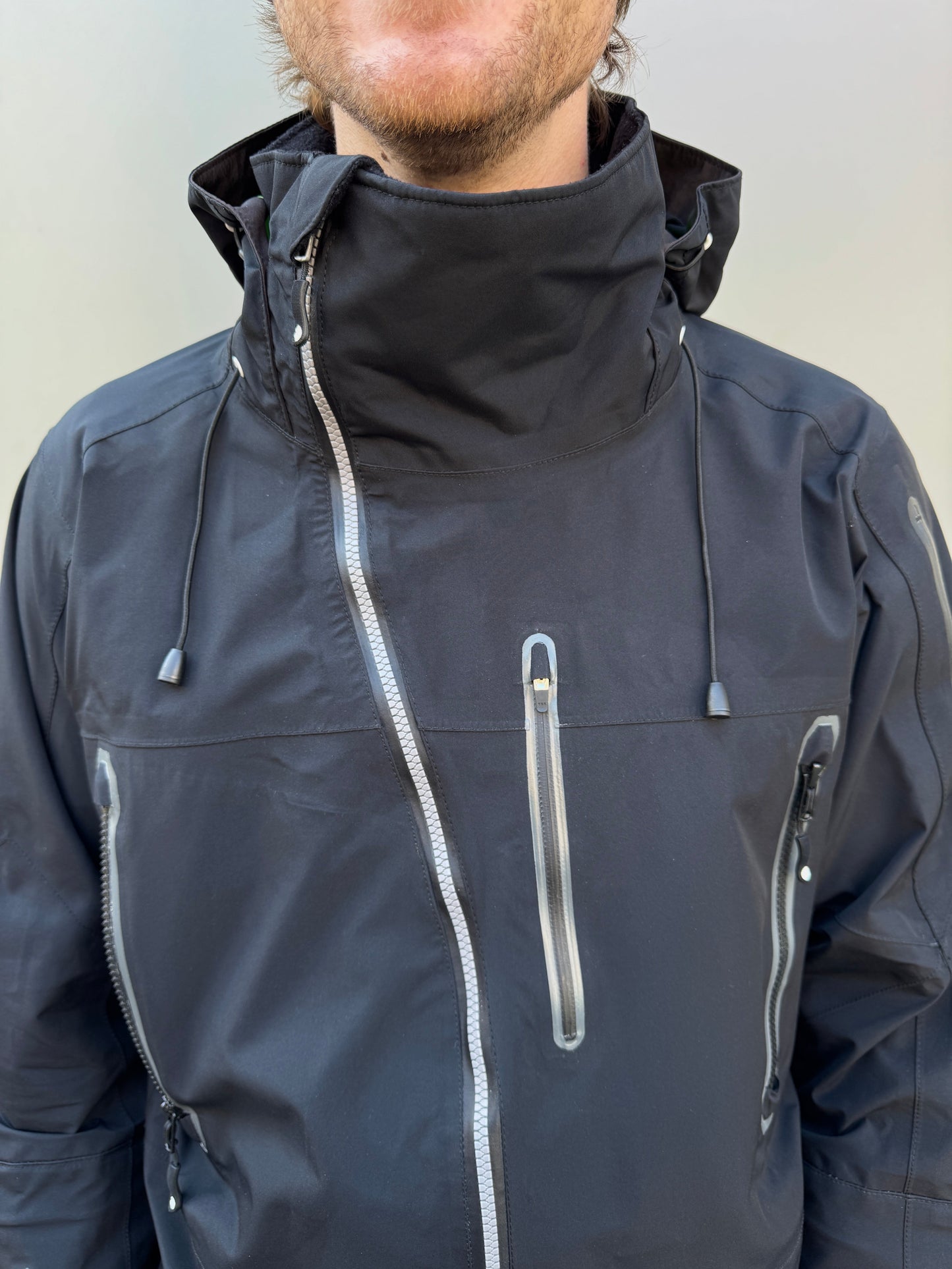 AW11' Stüssy x Afdice Jet Black Asymmetric Zip Technical Gore-Tex Jacket