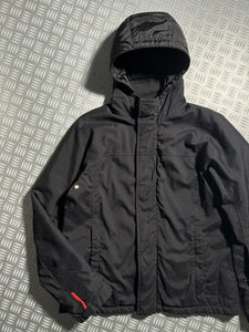 Early 2000’s Prada Sport Jet Black Ballistic Nylon Lined Jacket w/Zip-Off Hood - Large / Extra Large