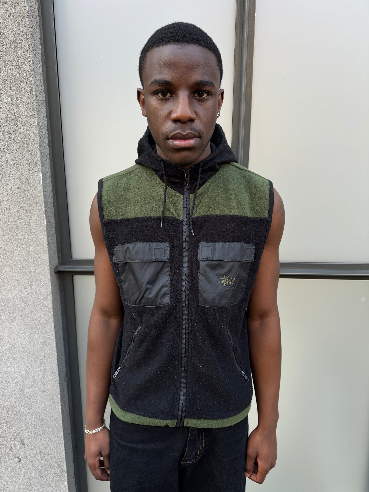 Early 2000's Stüssy Outdoor Black/Khaki Hooded Vest