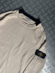 Stone Island Striped Cuff Cream Knitted Crewneck