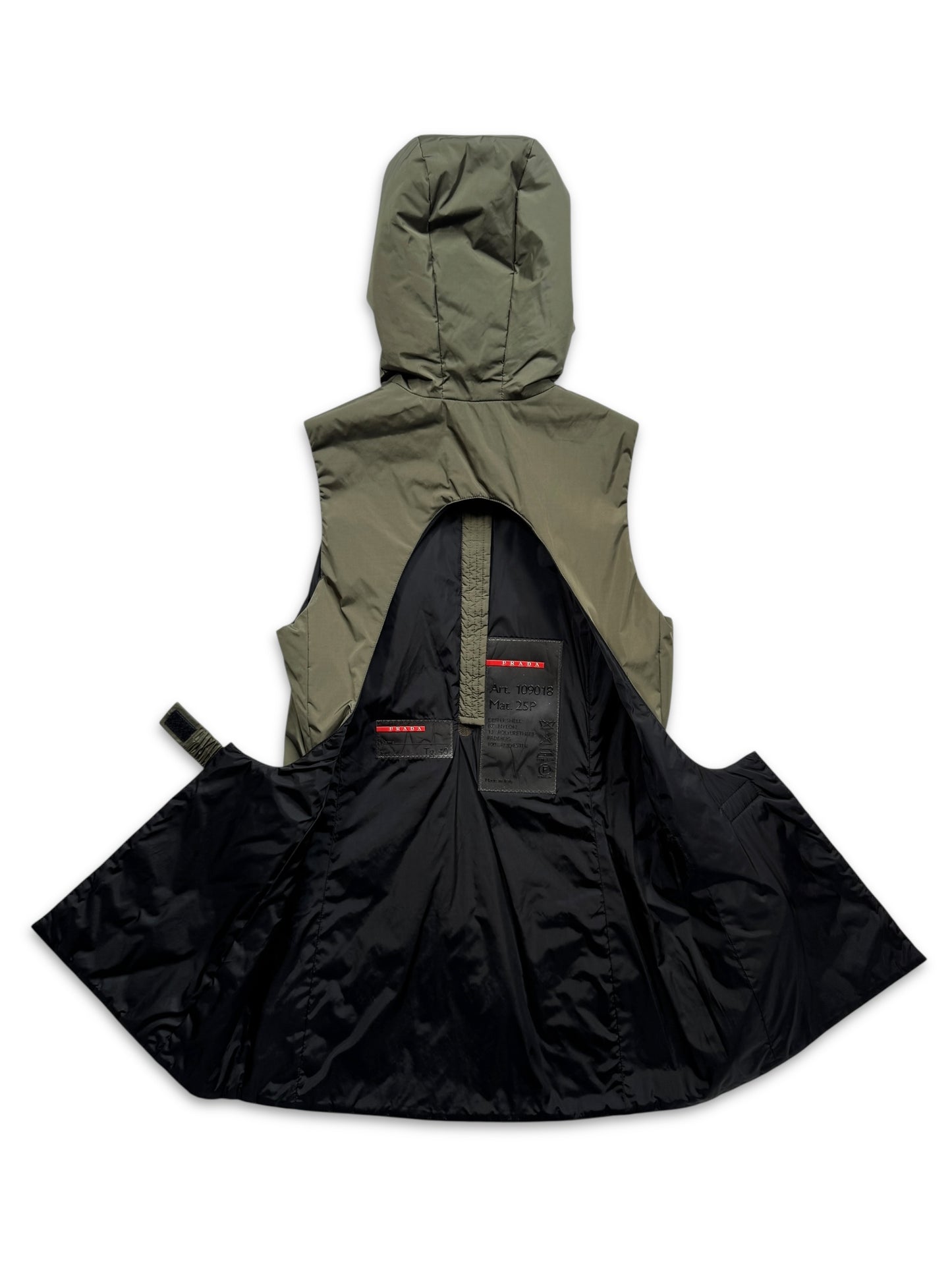 AW99’ Prada Sport Khaki Hooded Pullover Dress