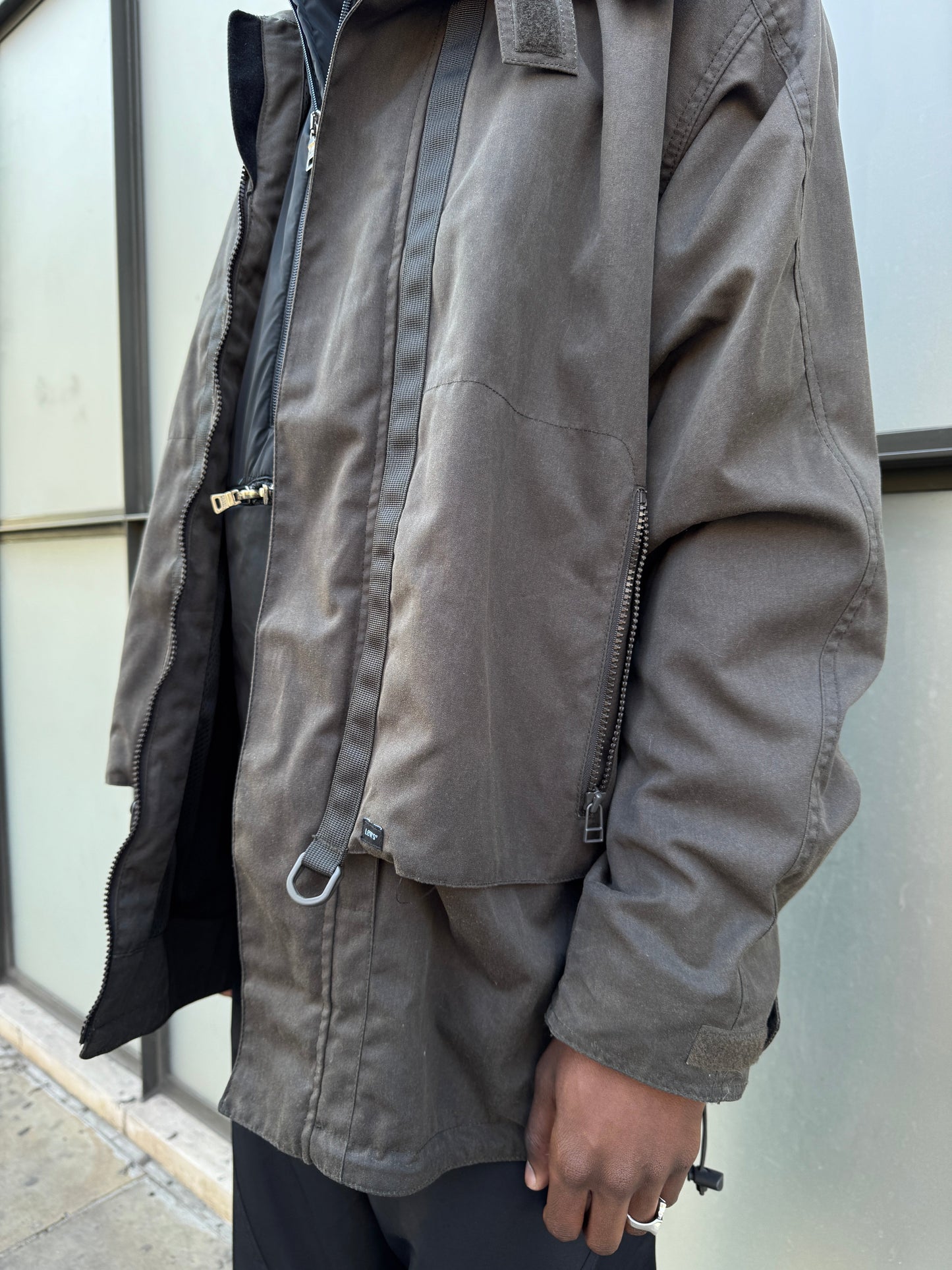 Early 2000’s Levi’s Engineered Dark Khaki Waxed Cotton Stash Pocket Jacket