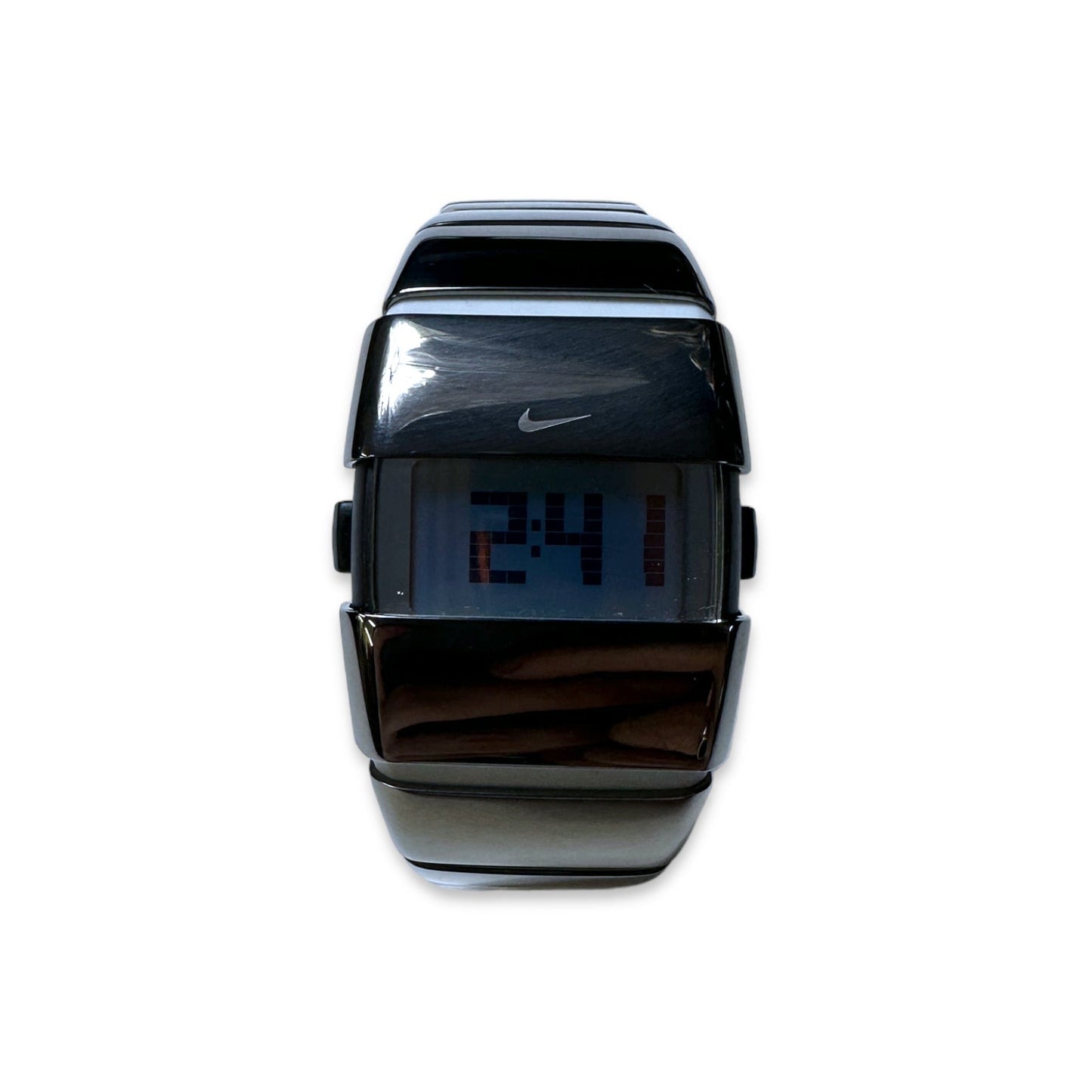 Early 2000's Nike D-Line Silver/White Stainless-Steel Digital Watch