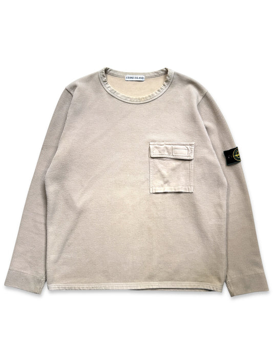 AW99 Stone Island Ribbed Cotton Chest Pocket Crewneck