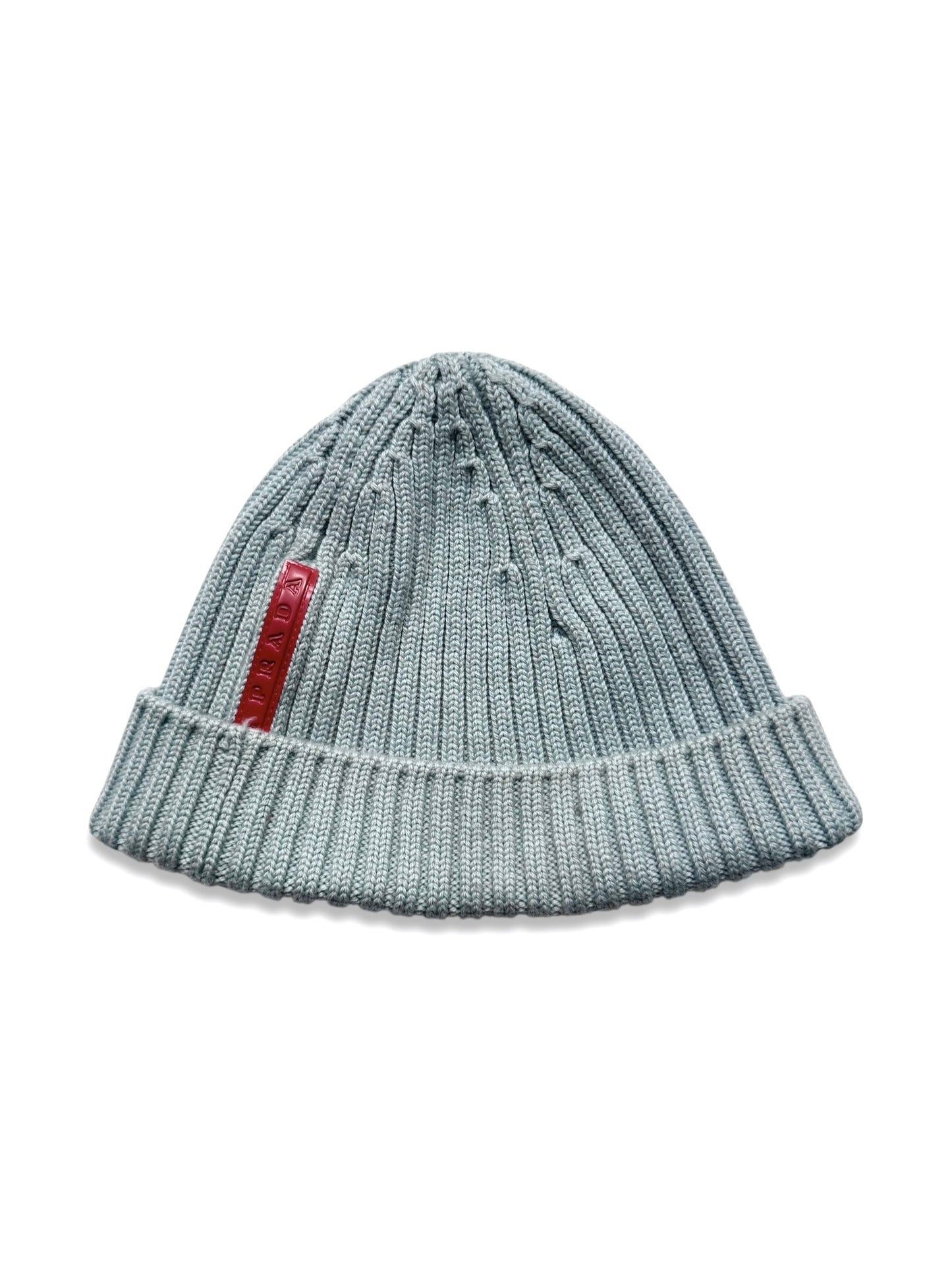 Prada Sport Baby Blue Ribbed Knit Beanie