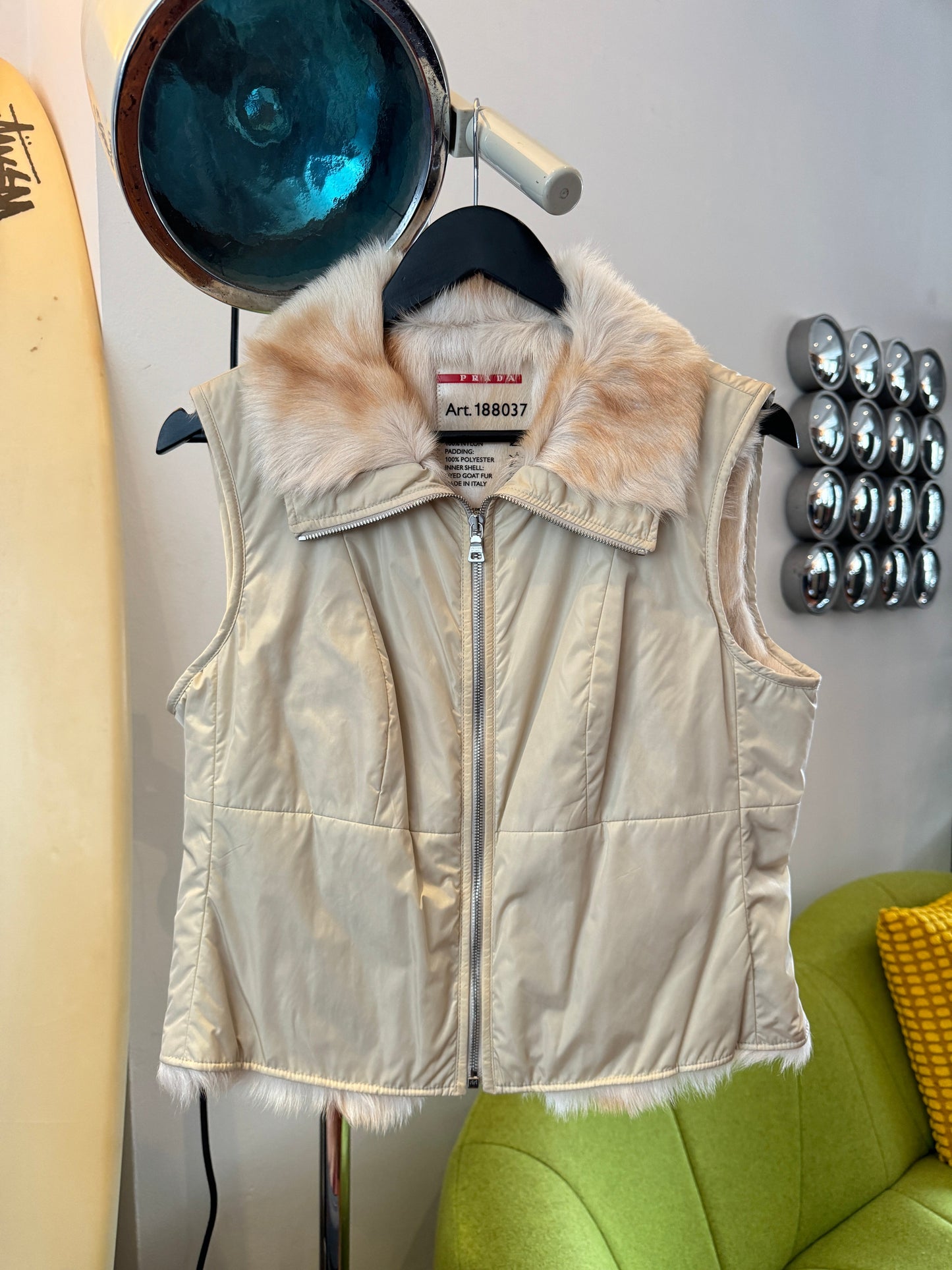 Prada Sport Fur Lined Light Beige Vest