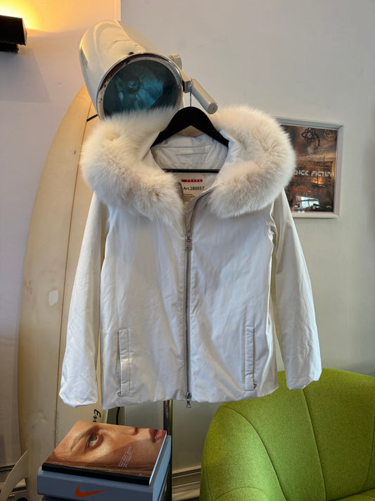 AW08’ Prada Sport Gore-Tex Pure White Fur Trim Jacket
