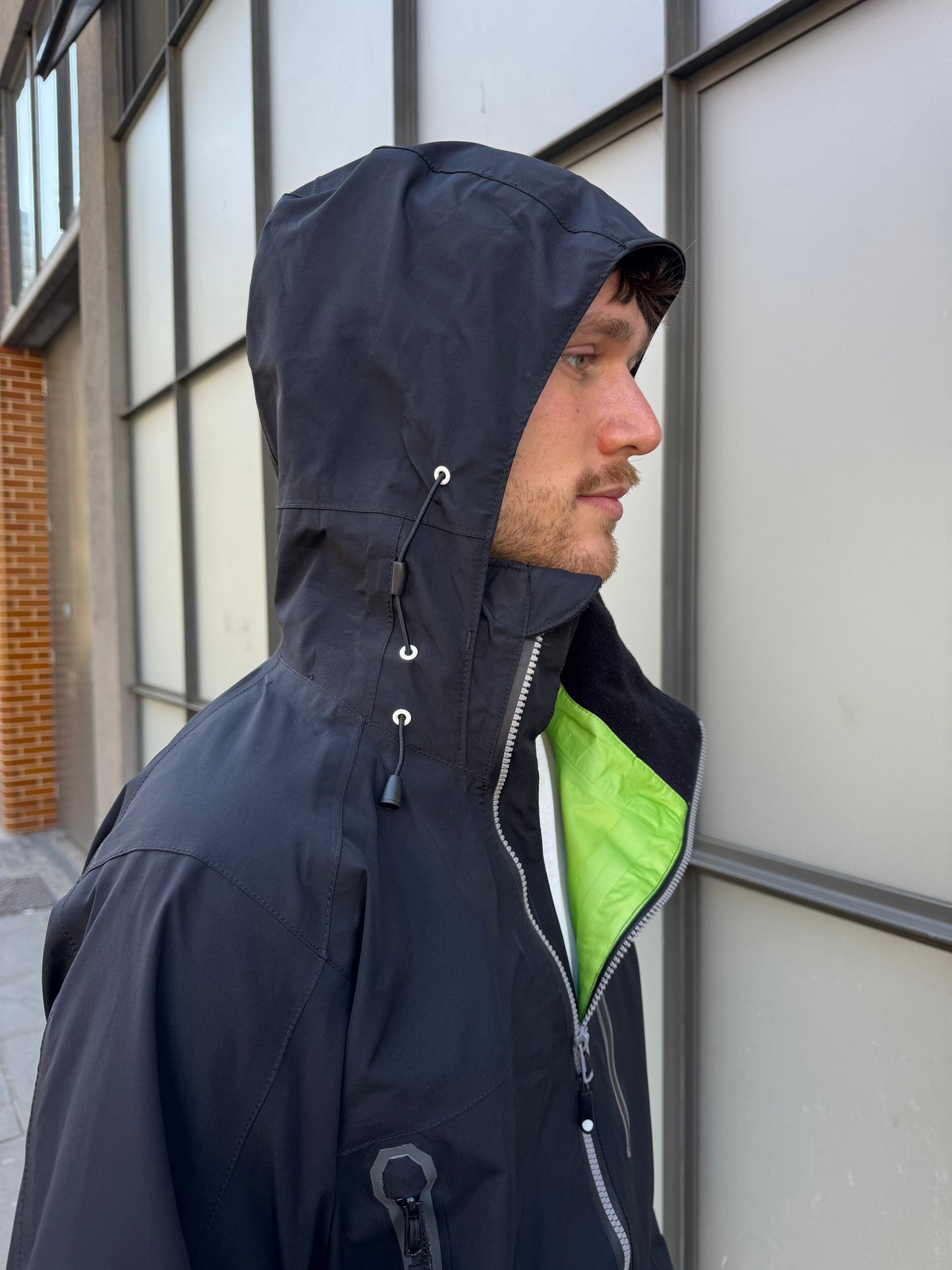 AW11' Stüssy x Afdice Jet Black Asymmetric Zip Technical Gore-Tex Jacket