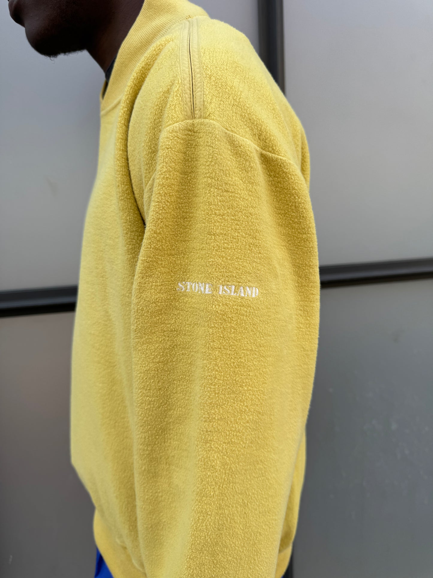 1990’s Stone Island Bright Yellow Fleece V Neck Jumper