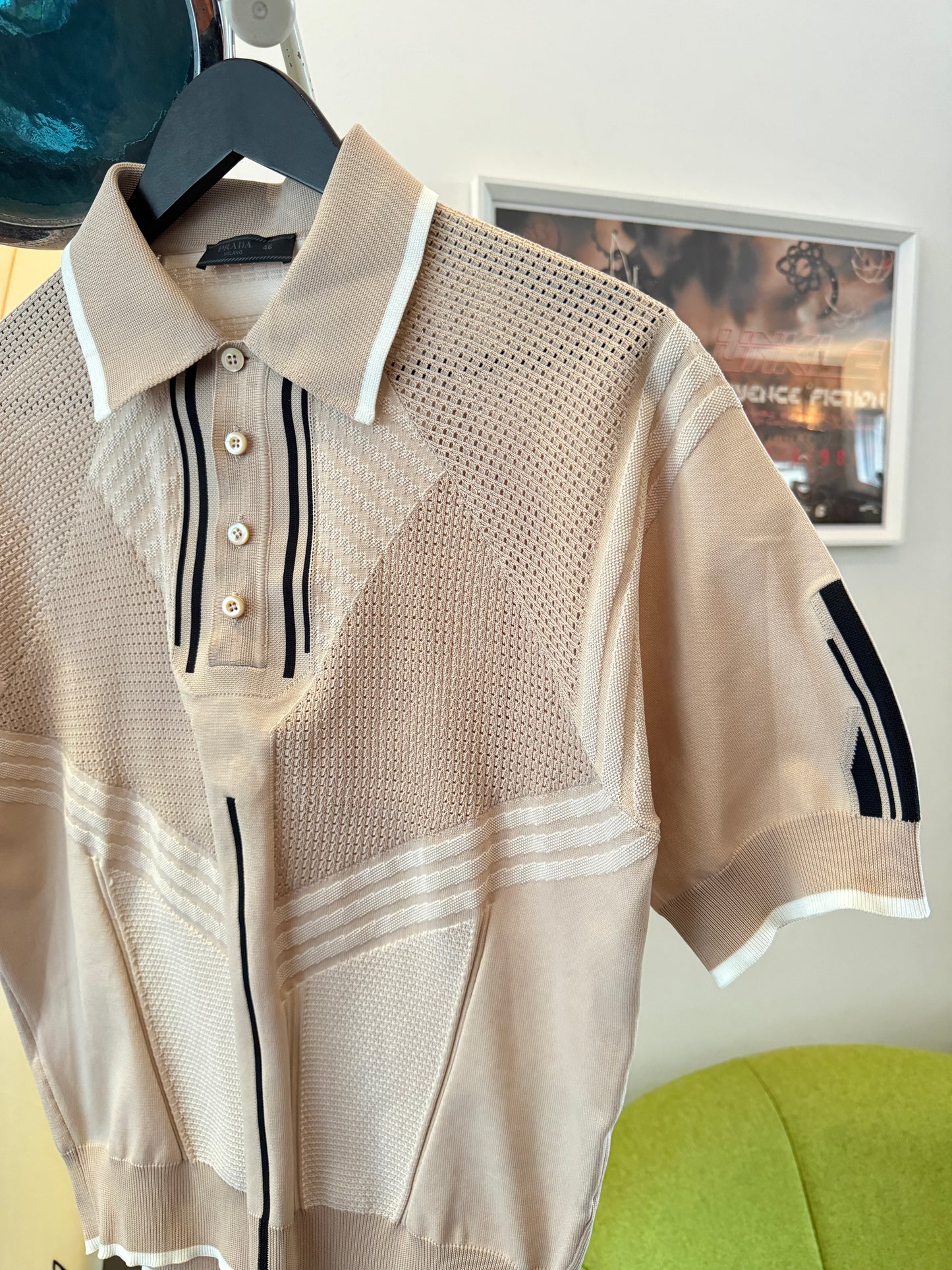 Prada Mainline Sport-Knit Polo Top