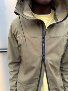 CP Company Khaki Green Soft Shell Goggle Jacket