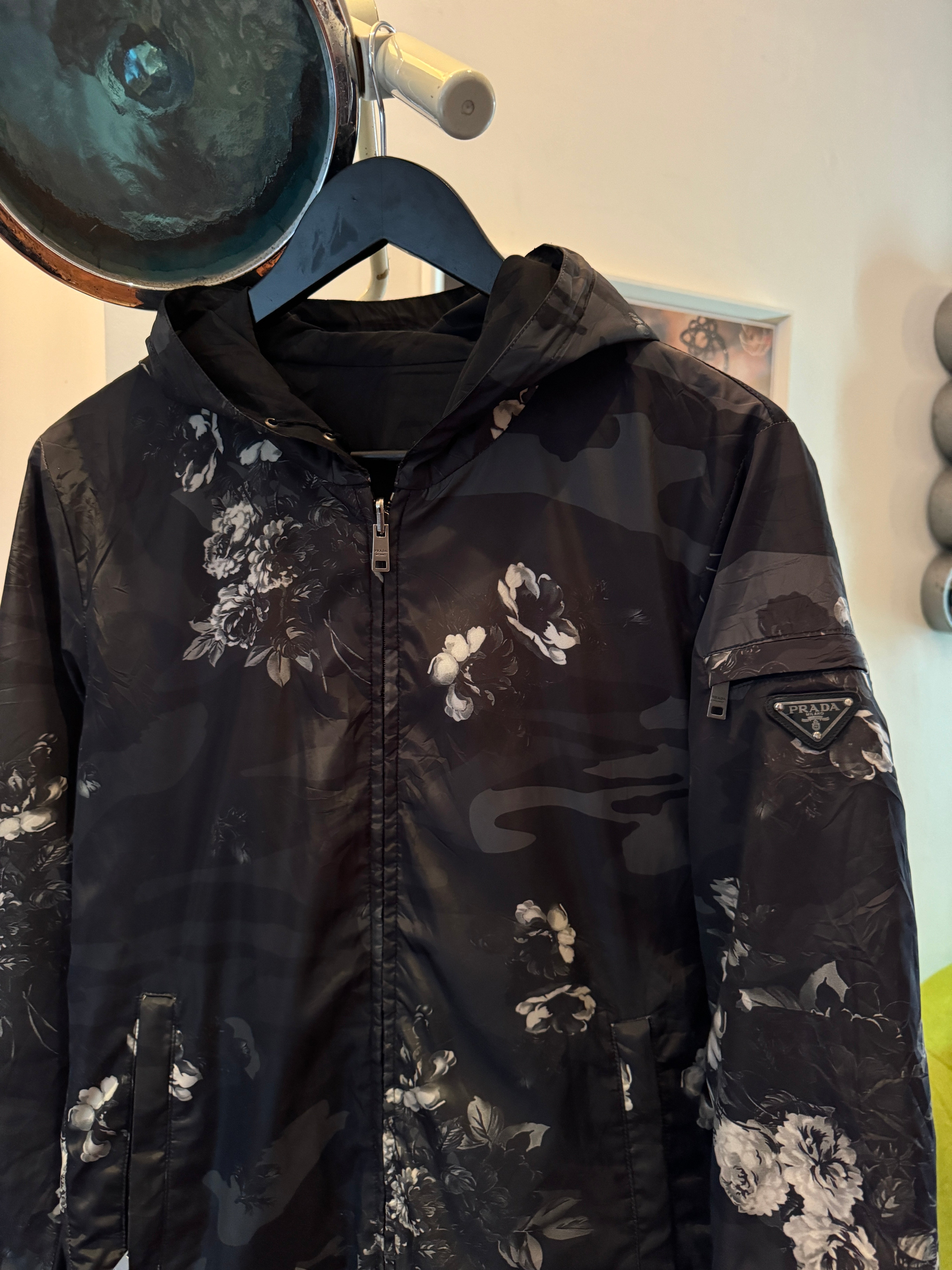 Prada Mainline Reversible Camo/Flowers Print Nylon Jacket