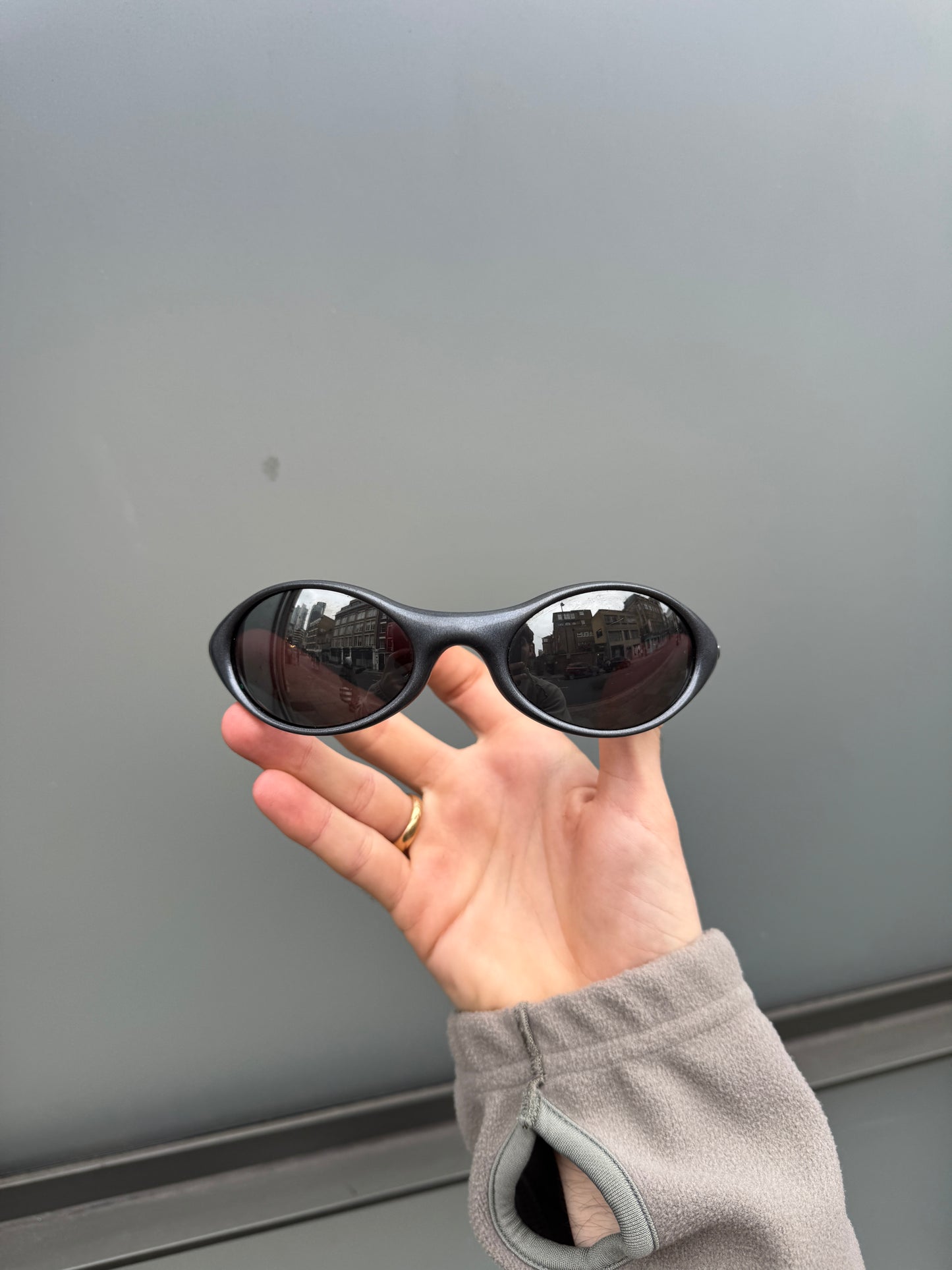 1990’s Oakley Eye Jacket Gun Metal Grey Sunglasses