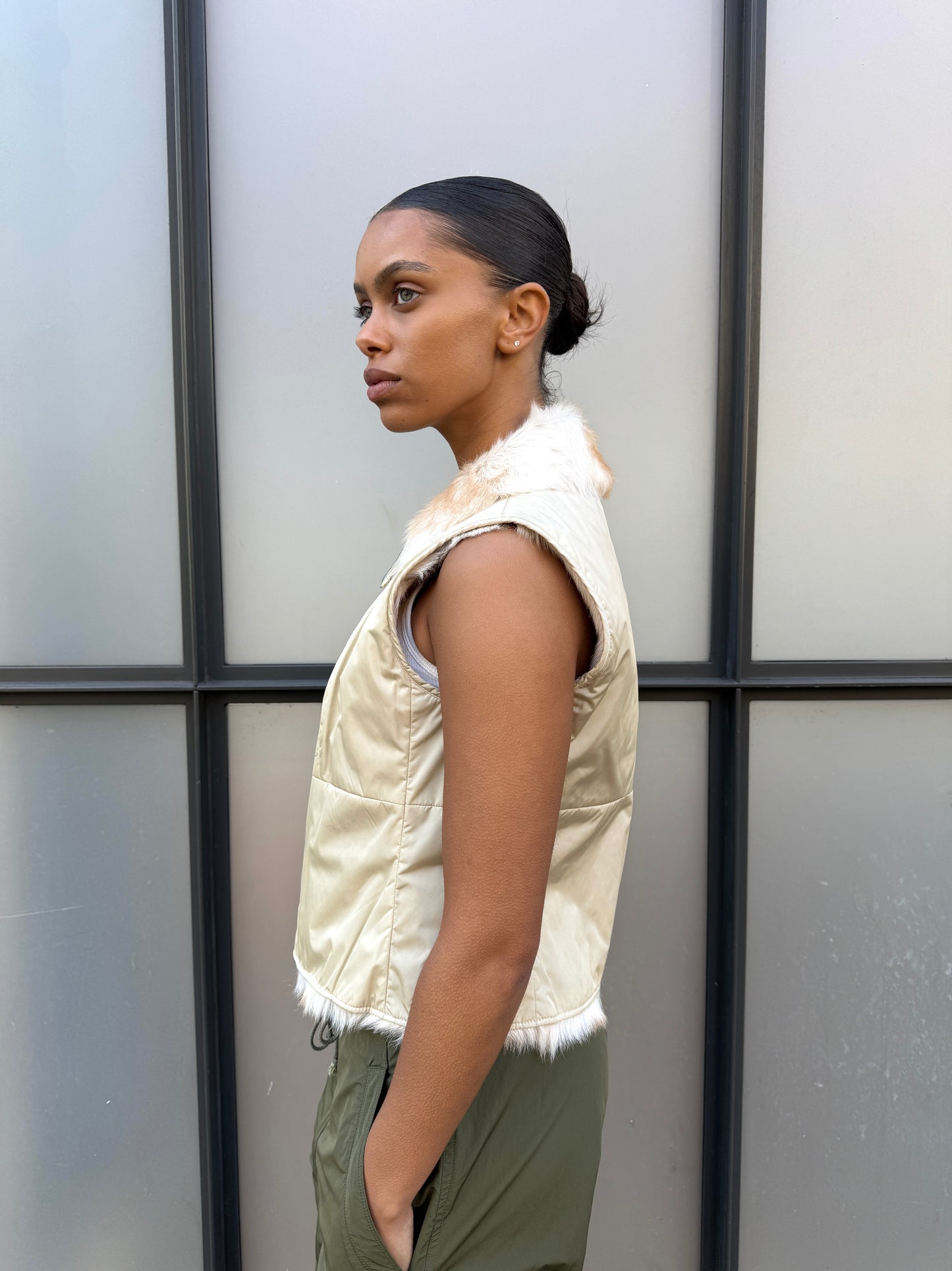 Prada Sport Fur Lined Light Beige Vest