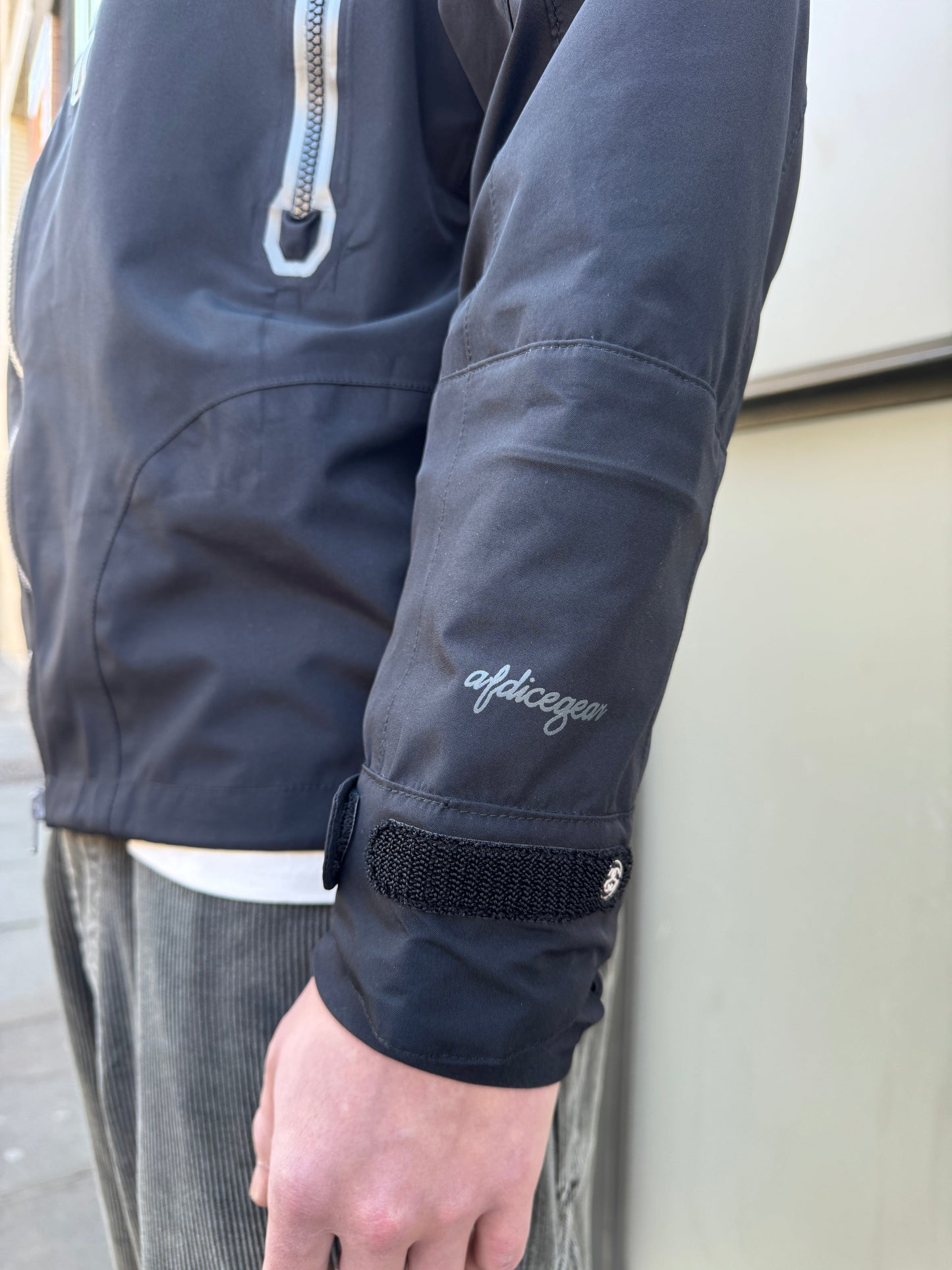 AW11' Stüssy x Afdice Jet Black Asymmetric Zip Technical Gore-Tex Jacket
