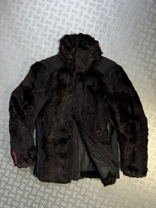 FW99’ Prada Sport Jet Black Dyed Fur Jacket - Medium