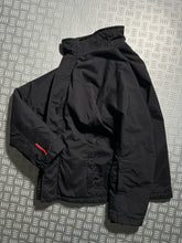 画像をギャラリービューアに読み込む, Early 2000’s Prada Sport Jet Black Ballistic Nylon Lined Jacket w/Zip-Off Hood - Large / Extra Large