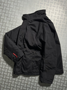 Early 2000’s Prada Sport Jet Black Ballistic Nylon Lined Jacket w/Zip-Off Hood - Large / Extra Large