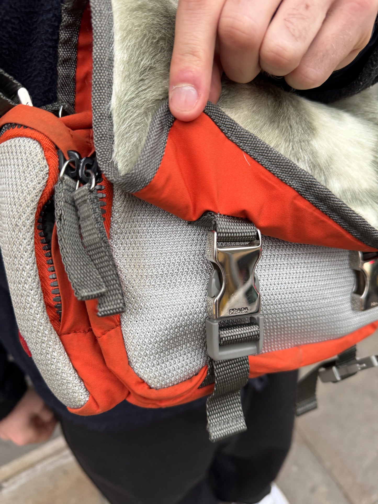 Early 2000’s Prada Sport Dyed Goat Fur Side Bag