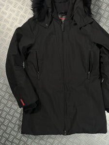 Early 2000’s Prada Sport Jet Black Gore-Tex Padded Jacket w/Fur Trim Hood - Small