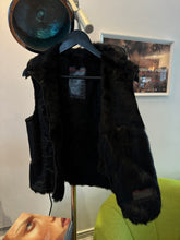 画像をギャラリービューアに読み込む, SS00’ Prada Sport 2in1 Jet Black Goat Fur Lined Jacket/Vest - Womens 6-8