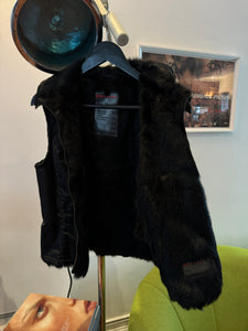 SS00’ Prada Sport 2in1 Jet Black Goat Fur Lined Jacket/Vest