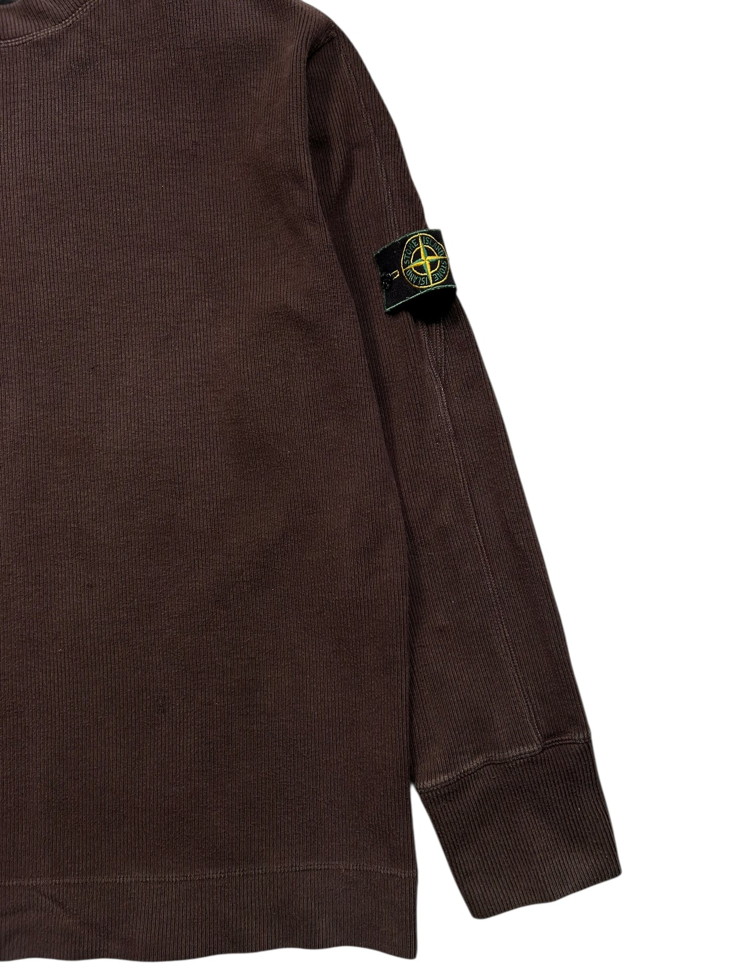 1990's Stone Island Ribbed Cotton Deep Brown Crewneck