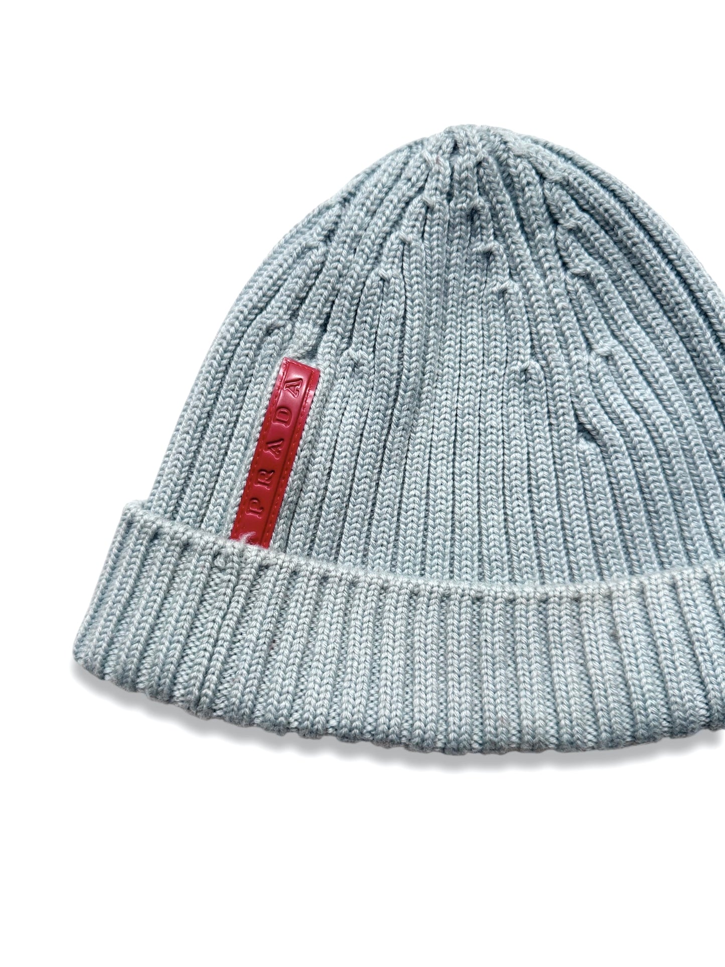 Prada Sport Baby Blue Ribbed Knit Beanie