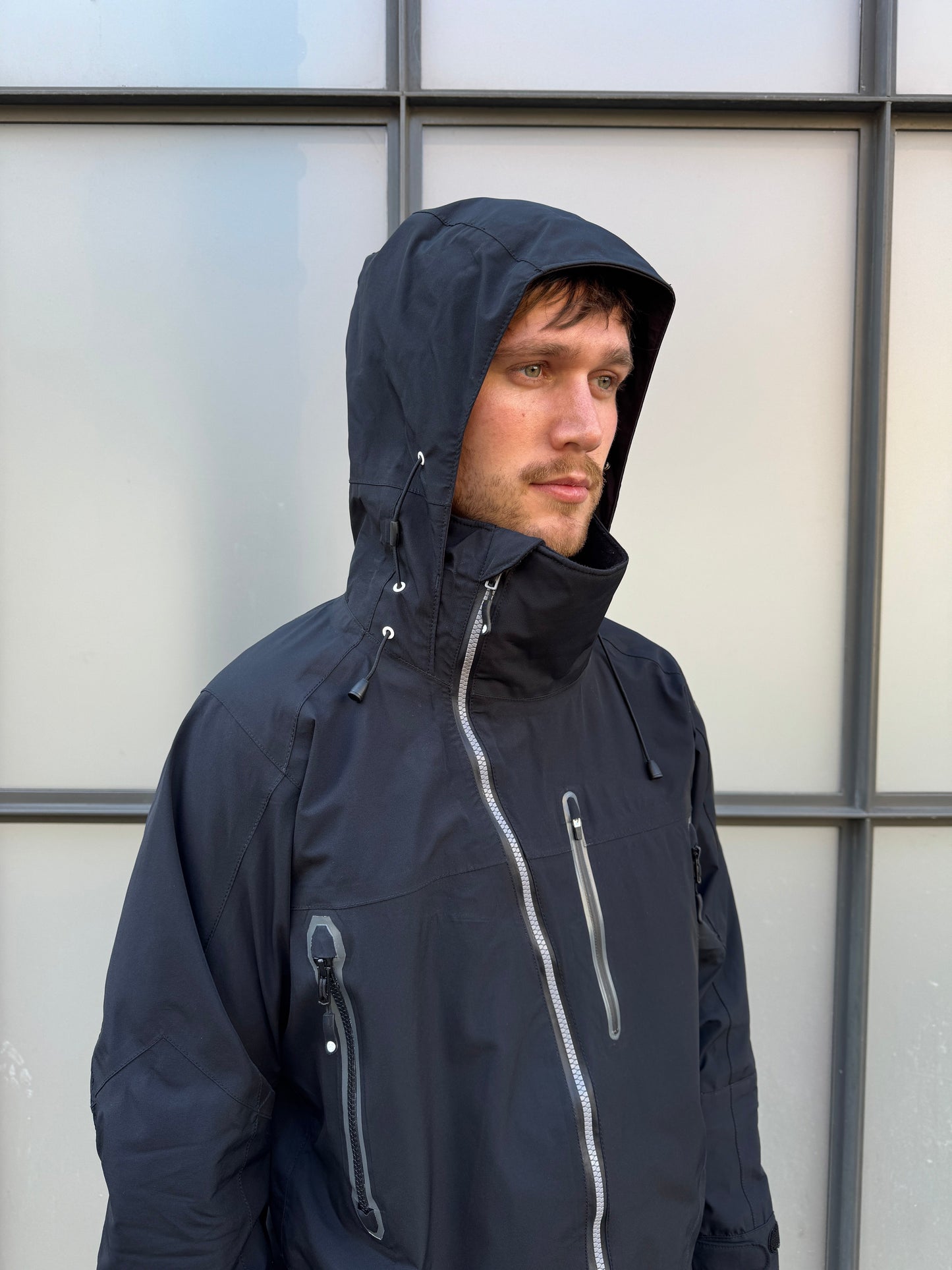 AW11' Stüssy x Afdice Jet Black Asymmetric Zip Technical Gore-Tex Jacket