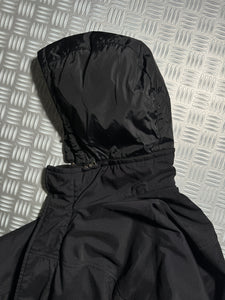 Early 2000’s Prada Sport Jet Black Ballistic Nylon Lined Jacket w/Zip-Off Hood - Large / Extra Large