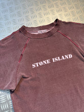 Charger l&#39;image dans la galerie, 1980’s Stone Island Spellout Burgundy Tee - Small