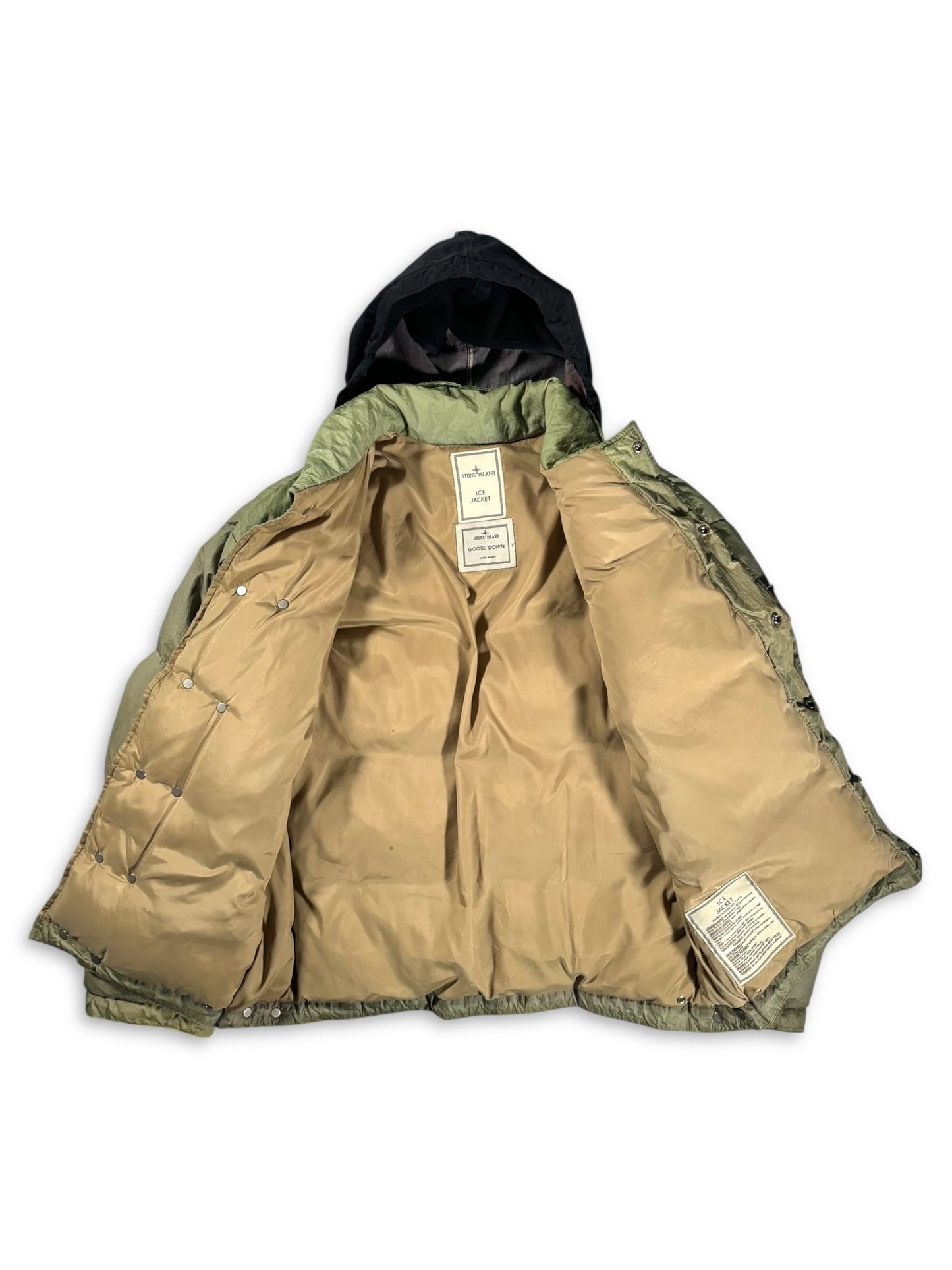 1980's Stone Island Ice Jacket Goose Down With Detachable Balaclava Hood