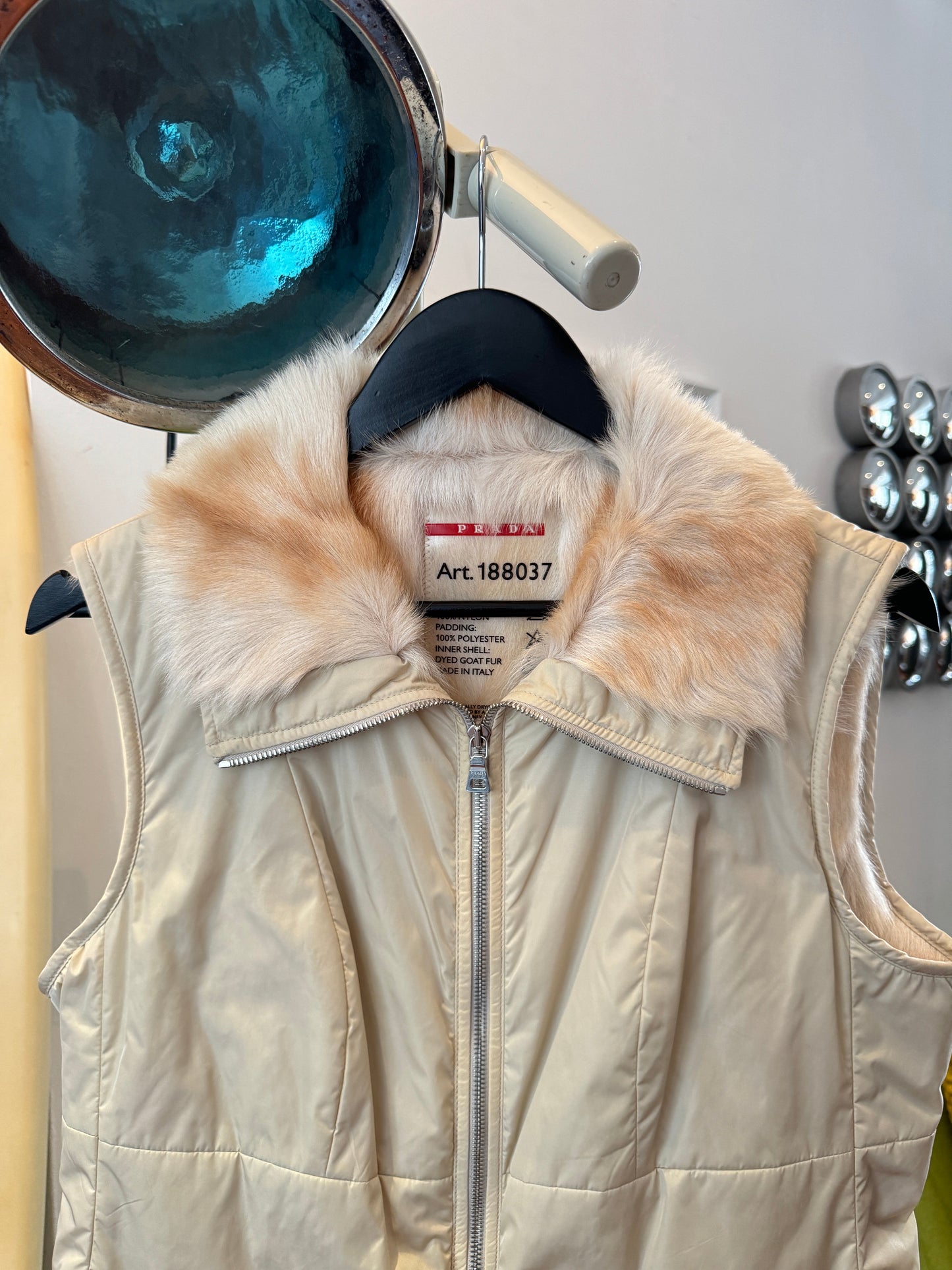 Prada Sport Fur Lined Light Beige Vest