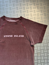 Charger l&#39;image dans la galerie, 1980’s Stone Island Spellout Burgundy Tee - Small