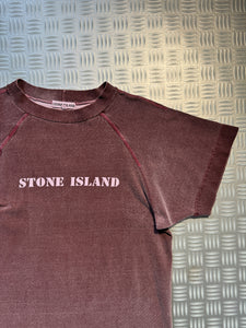 1980’s Stone Island Spellout Burgundy Tee - Small