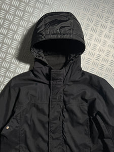 Early 2000’s Prada Sport Jet Black Ballistic Nylon Lined Jacket w/Zip-Off Hood - Large / Extra Large